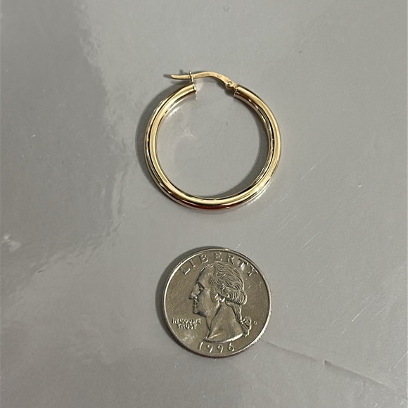 14K Solid Italian Gold Hoops - Picture 12 of 14